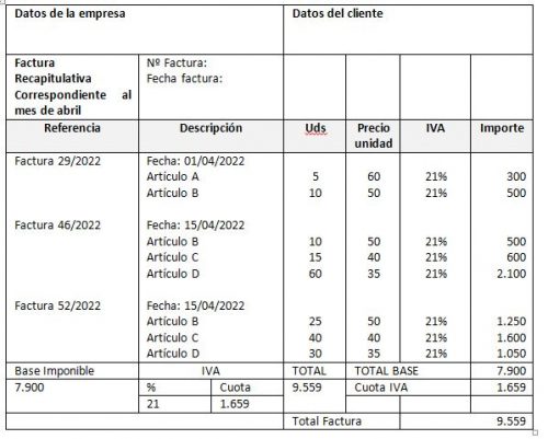 Sabes qué es una factura recapitulativa Te lo contamos todo